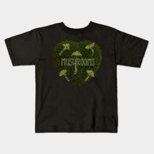 Mushrooms on a Mossy Heart Kids T-Shirt